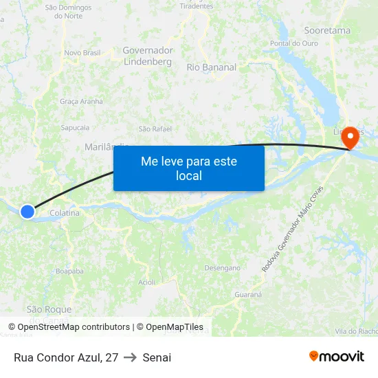 Rua Condor Azul, 27 to Senai map