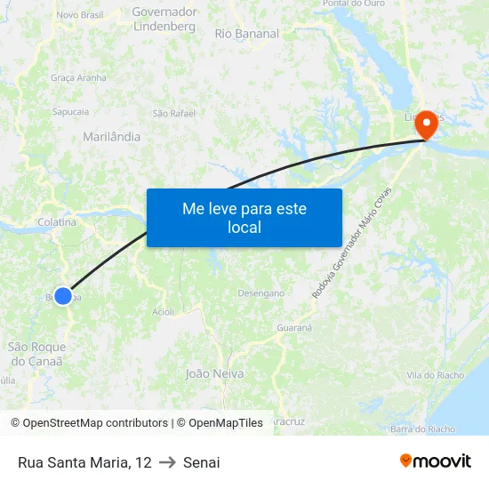 Rua Santa Maria, 12 to Senai map