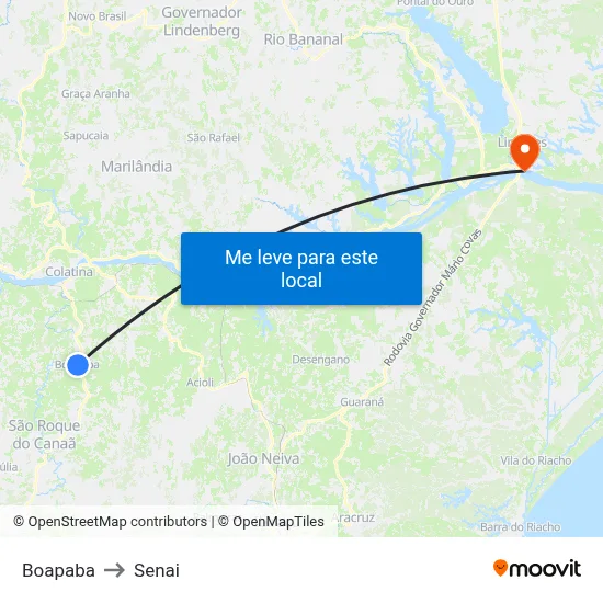 Boapaba to Senai map