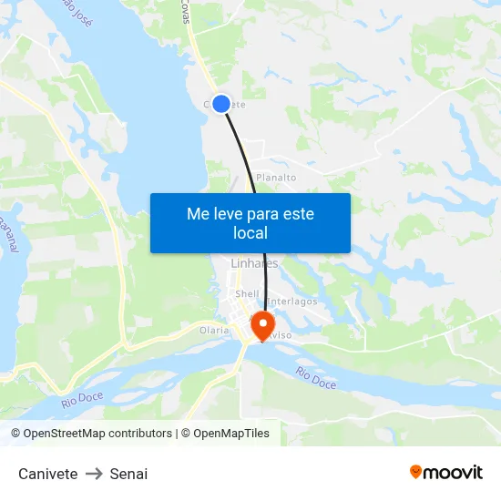 Canivete to Senai map