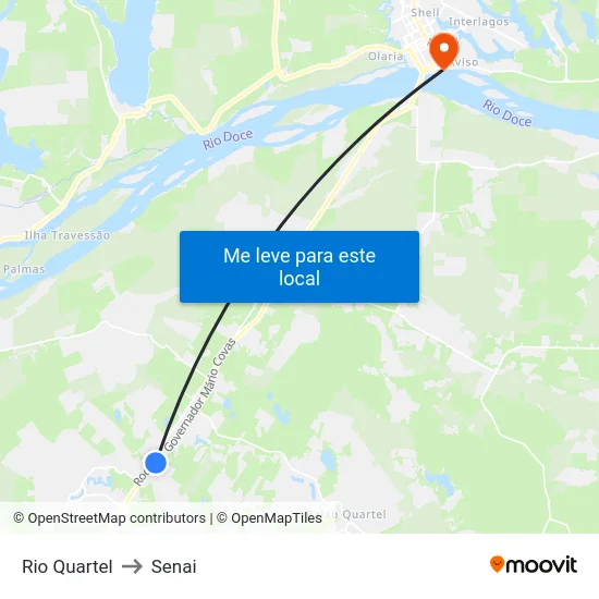 Rio Quartel to Senai map