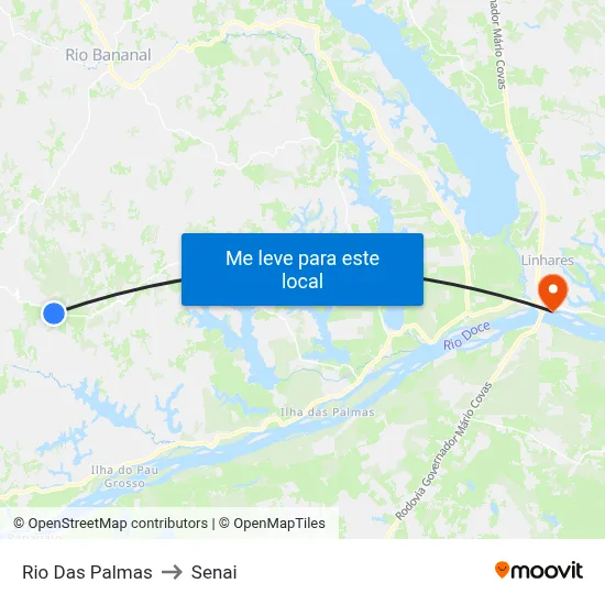 Rio Das Palmas to Senai map