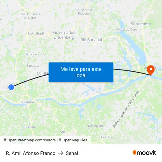 R. Amil Afonso Franco to Senai map