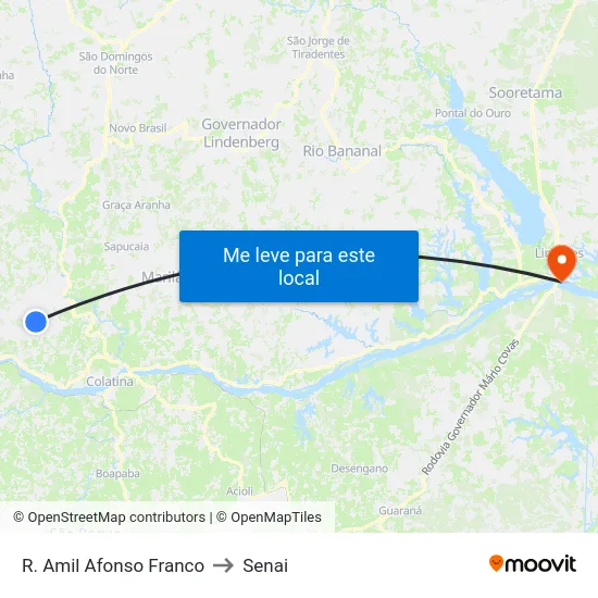 R. Amil Afonso Franco to Senai map