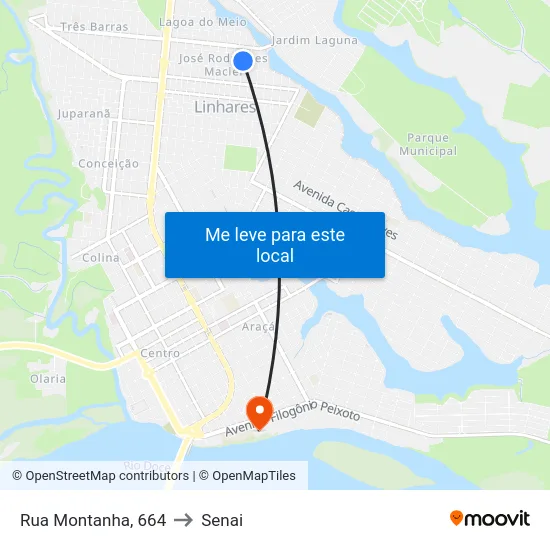 Rua Montanha, 664 to Senai map