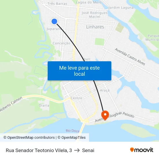 Rua Senador Teotonio Vilela, 3 to Senai map