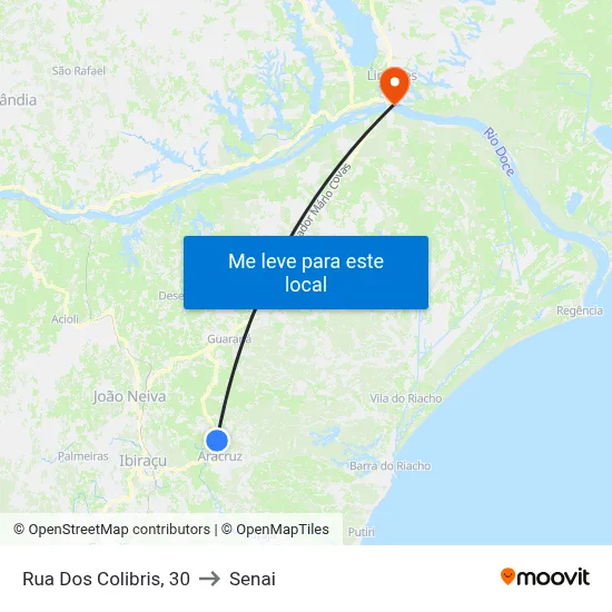 Rua Dos Colibris, 30 to Senai map