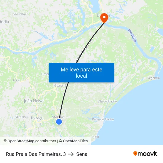 Rua Praia Das Palmeiras, 3 to Senai map