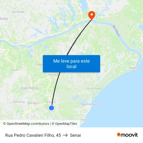 Rua Pedro Cavalieri Filho, 45 to Senai map