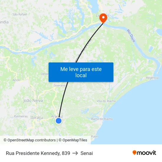 Rua Presidente Kennedy, 839 to Senai map