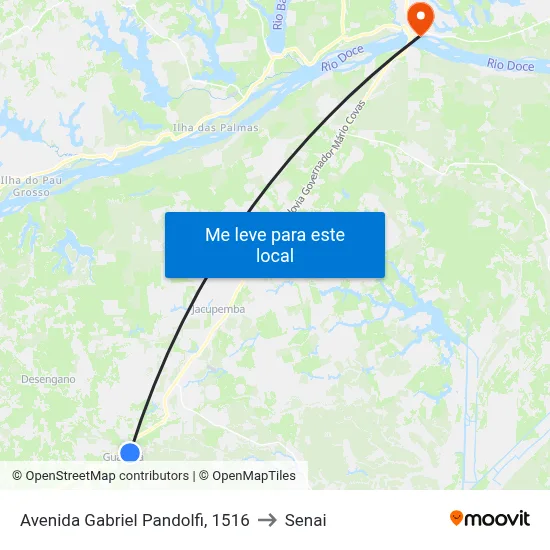 Avenida Gabriel Pandolfi, 1516 to Senai map