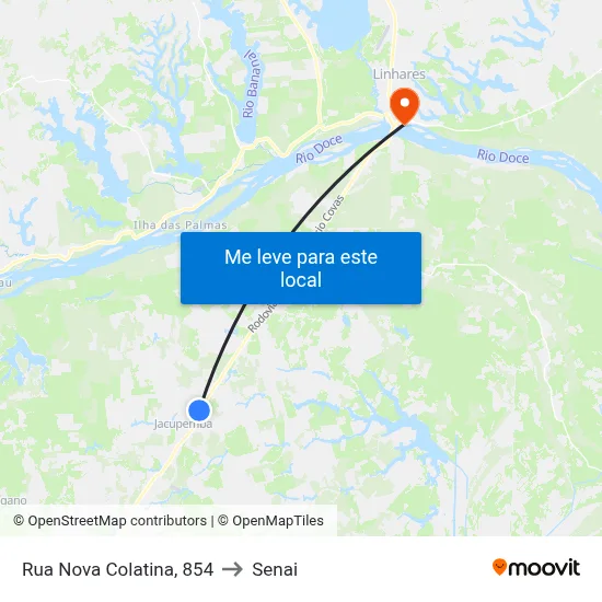 Rua Nova Colatina, 854 to Senai map
