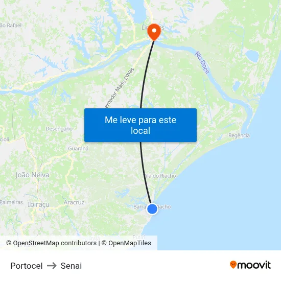 Portocel to Senai map