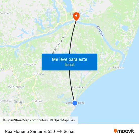Rua Floriano Santana, 550 to Senai map