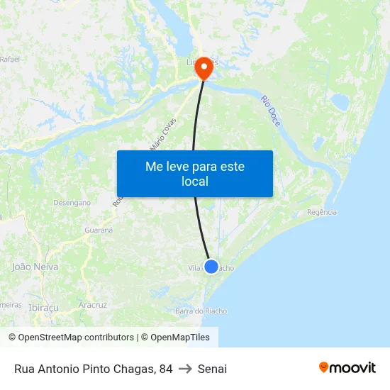 Rua Antonio Pinto Chagas, 84 to Senai map