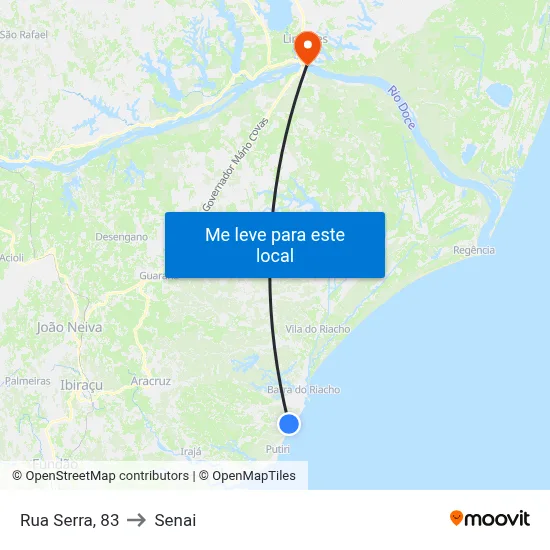 Rua Serra, 83 to Senai map