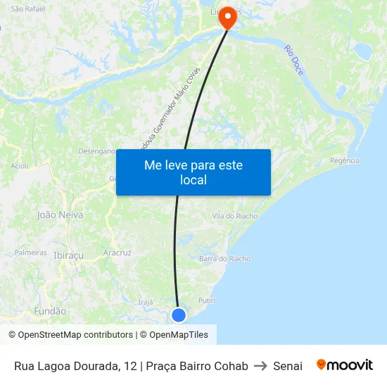 Rua Lagoa Dourada, 12 | Praça Bairro Cohab to Senai map