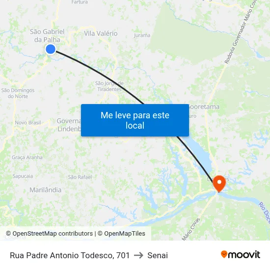 Rua Padre Antonio Todesco, 701 to Senai map