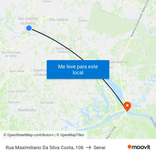 Rua Maximiliano Da Silva Costa, 106 to Senai map