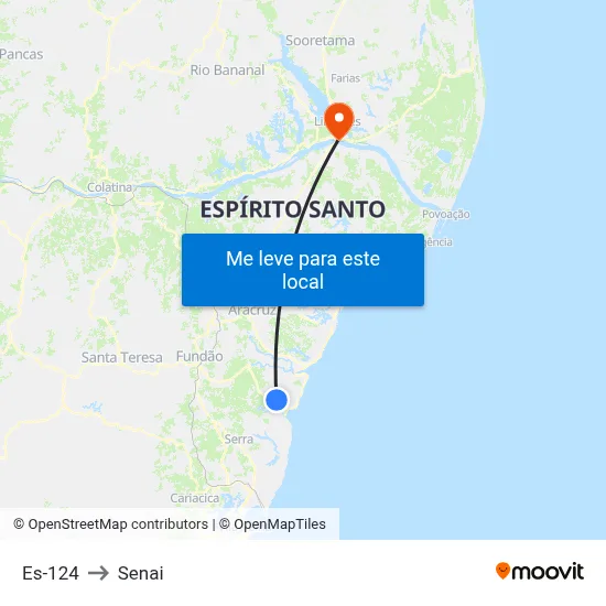 Es-124 to Senai map