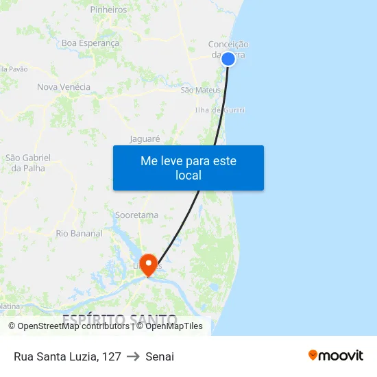 Rua Santa Luzia, 127 to Senai map