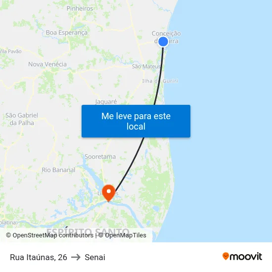 Rua Itaúnas, 26 to Senai map