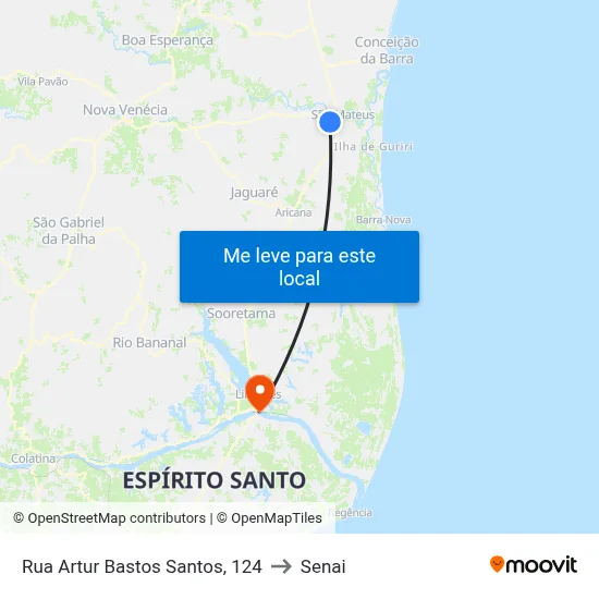 Rua Artur Bastos Santos, 124 to Senai map