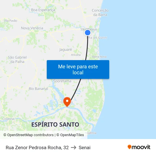 Rua Zenor Pedrosa Rocha, 32 to Senai map