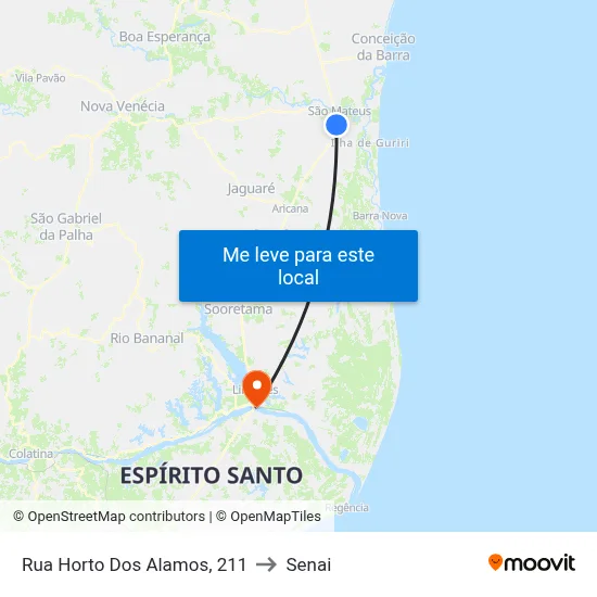 Rua Horto Dos Alamos, 211 to Senai map