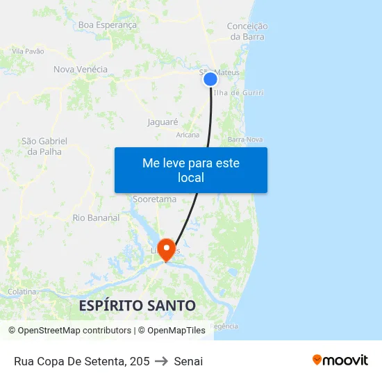 Rua Copa De Setenta, 205 to Senai map