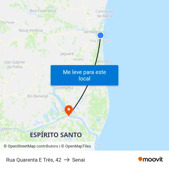 Rua Quarenta E Três, 42 to Senai map