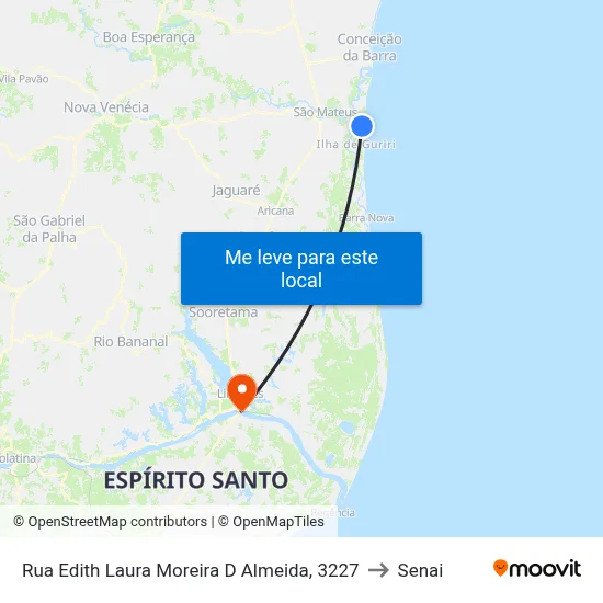 Rua Edith Laura Moreira D Almeida, 3227 to Senai map