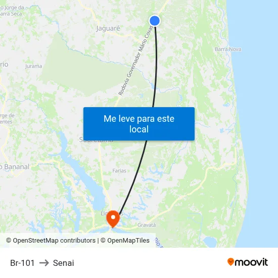 Br-101 to Senai map
