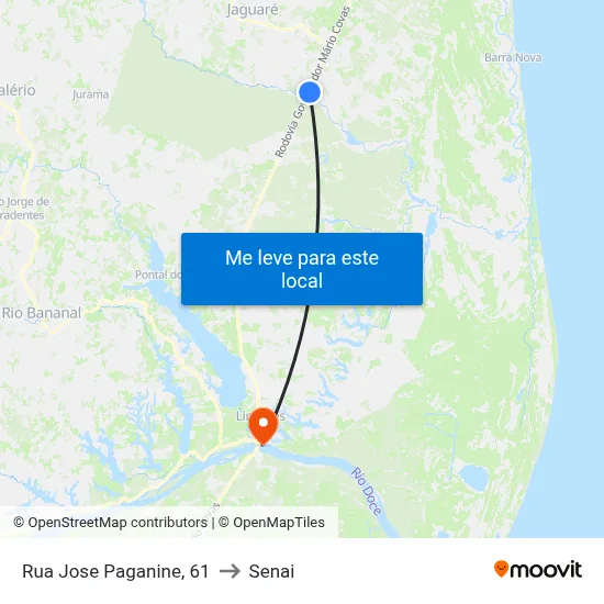 Rua Jose Paganine, 61 to Senai map