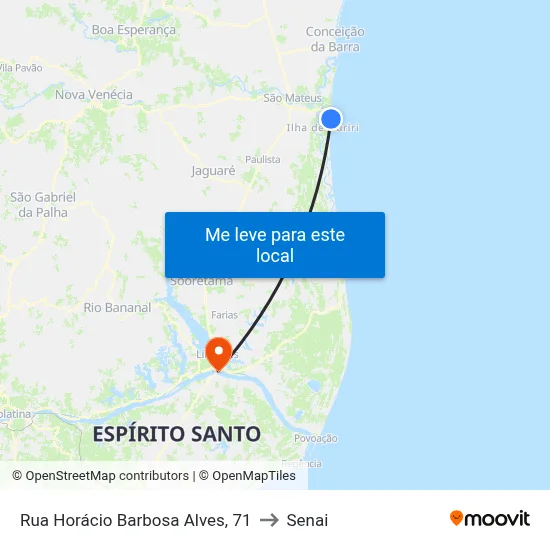 Rua Horácio Barbosa Alves, 71 to Senai map
