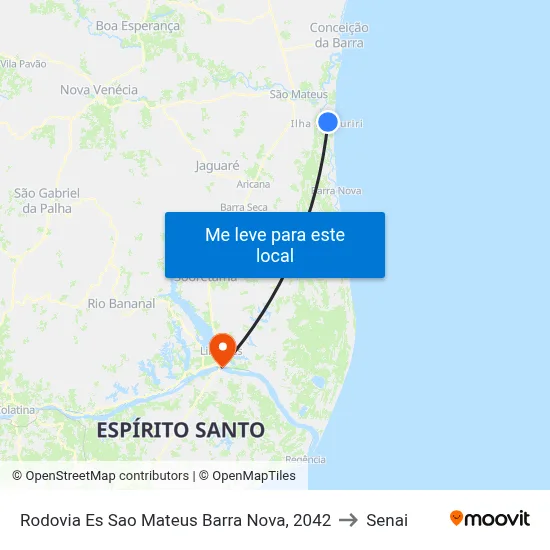 Rodovia Es Sao Mateus Barra Nova, 2042 to Senai map