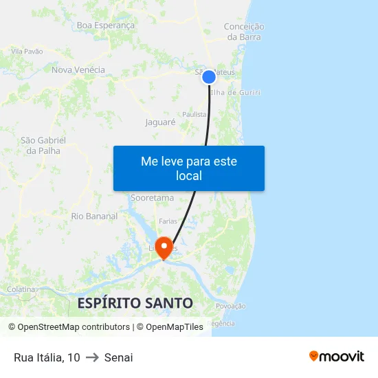 Rua Itália, 10 to Senai map
