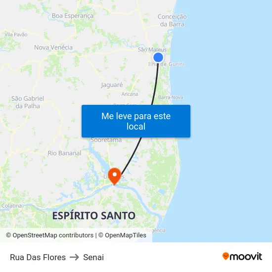 Rua Das Flores to Senai map