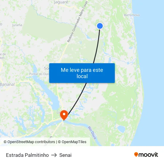 Estrada Palmitinho to Senai map
