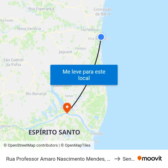 Rua Professor Amaro Nascimento Mendes, 137 to Senai map