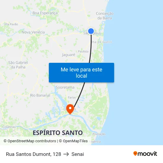Rua Santos Dumont, 128 to Senai map