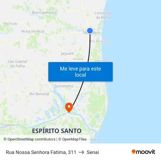 Rua Nossa Senhora Fatima, 311 to Senai map