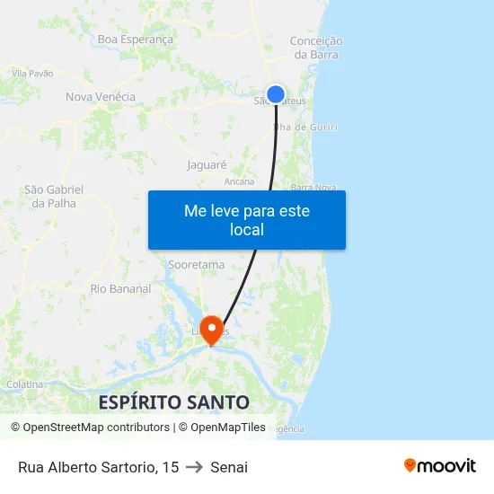 Rua Alberto Sartorio, 15 to Senai map