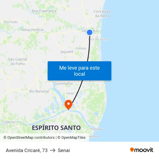 Avenida Cricaré, 73 to Senai map