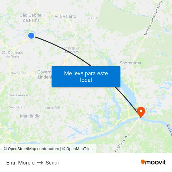 Entr. Morelo to Senai map