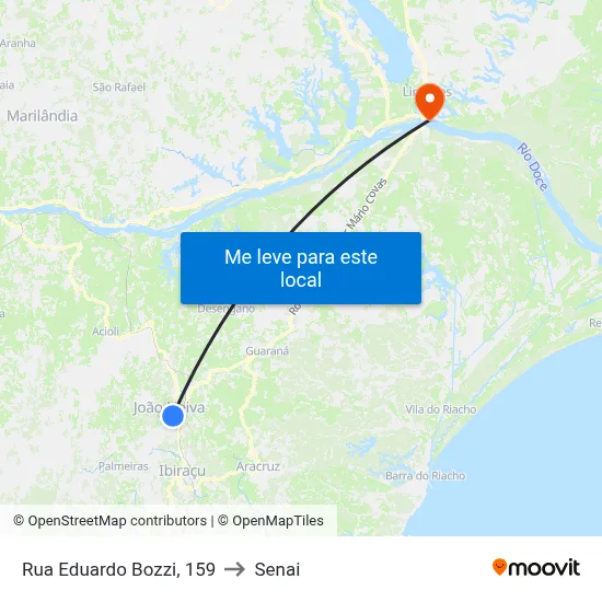 Rua Eduardo Bozzi, 159 to Senai map