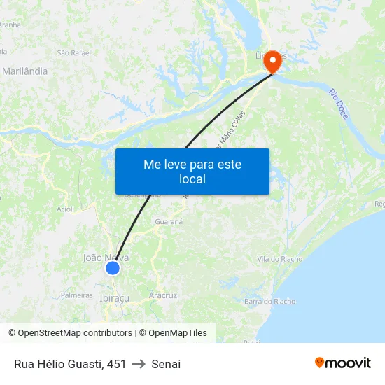 Rua Hélio Guasti, 451 to Senai map