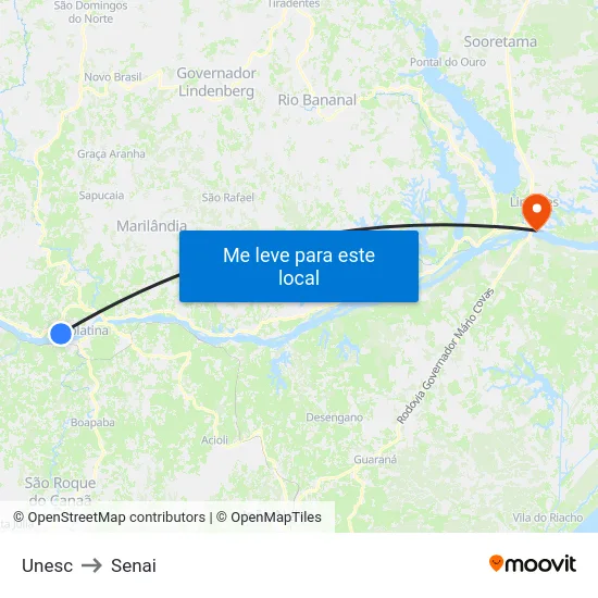 Unesc to Senai map