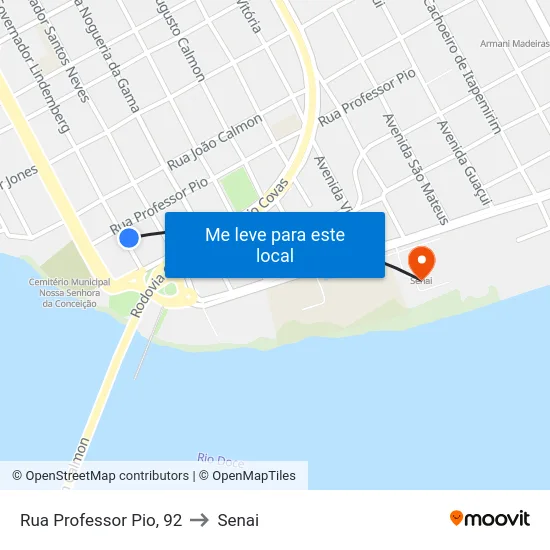 Rua Professor Pio, 92 to Senai map