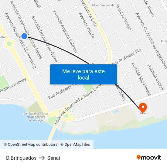 D.Brinquedos to Senai map